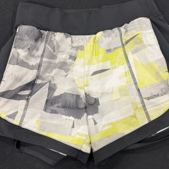 Tek Gear Athletic Exercise work out Lightweight black white yellow shorts XXL - Picture 1 of 4